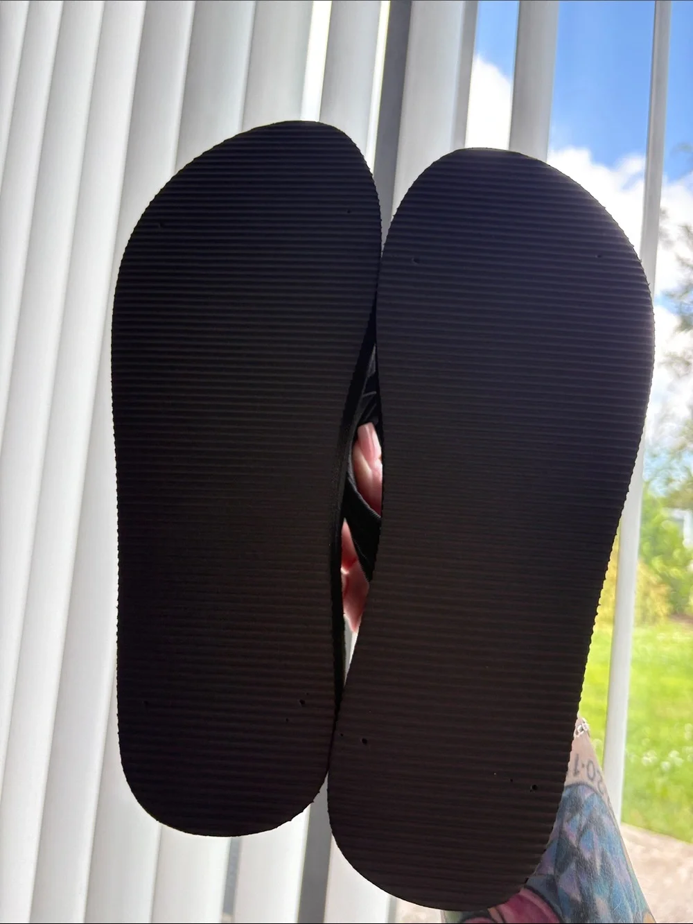 Black Thong Platform Wedge Flip Flops Size 41/10